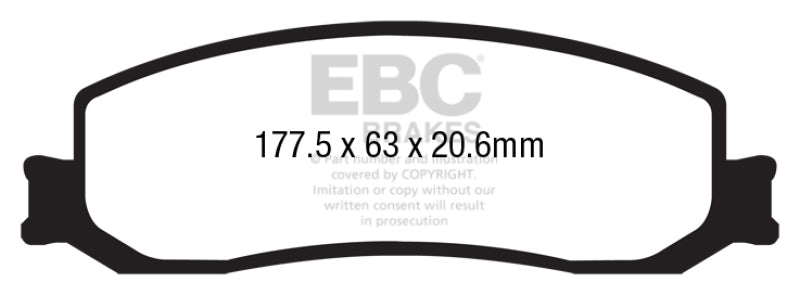 EBC 12 Ford F250 (inc Super Duty) 6.2 (2WD) Extra Duty Front Brake Pads - 2to4wheels