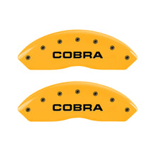 गैलरी व्यूवर में इमेज लोड करें, MGP 4 Caliper Covers Engraved Front &amp; Rear Cobra Yellow Finish Black Char 2006 Ford Mustang