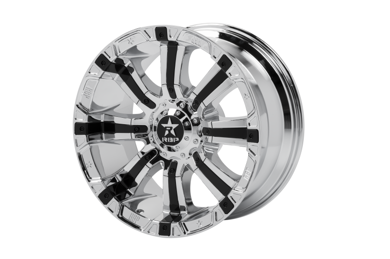 RBP 94R 20x10 6x135/139.7 BP / 4.5 BS / -25mm Offset 87mm CB Chrome w/Black Inserts Wheel
