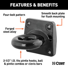 Carica l&#39;immagine nel visualizzatore di Gallery, Curt Pintle Mount Lunette Eye (35000lbs 2-1/2in I.D.)