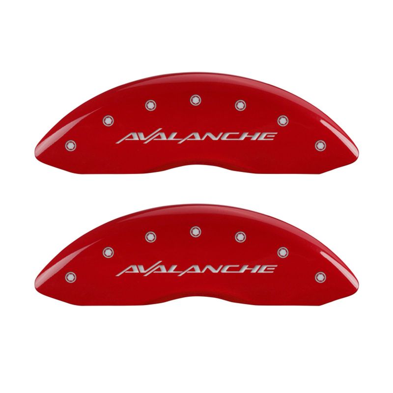 MGP 4 Caliper Covers Engraved Front & Rear Avalanche Red finish silver ch