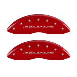 MGP 4 Caliper Covers Engraved Front & Rear Avalanche Red finish silver ch