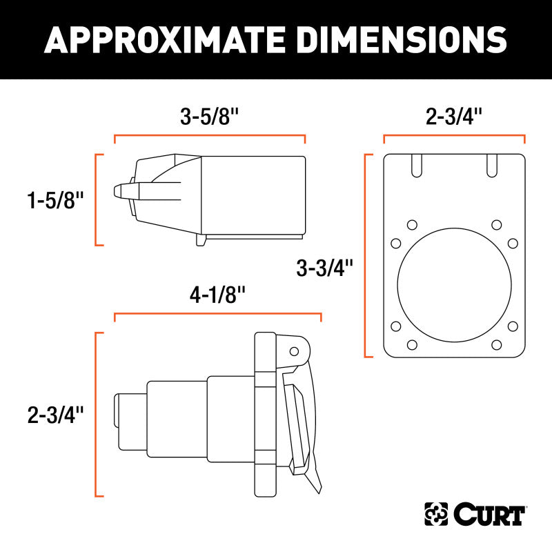 Curt 7-Way RV Blade Connector Plug & Socket w/Hardware (Packaged)