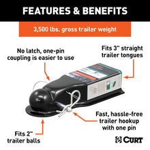 Carica l&#39;immagine nel visualizzatore di Gallery, Curt QuickPin No-Latch 2in Trailer Coupler (3in Channel, 3,500 lbs)