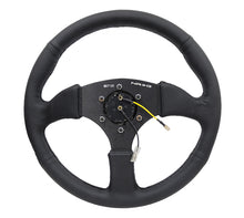 गैलरी व्यूवर में इमेज लोड करें, NRG Reinforced Steering Wheel (350mm / 2.5in. Deep) Blk Leather Comfort Grip w/5mm Matte Blk Spokes
