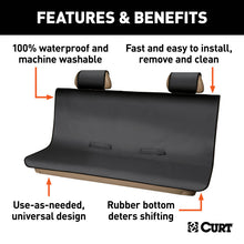 Carica l&#39;immagine nel visualizzatore di Gallery, Curt Seat Defender 58in x 63in Removable Waterproof Black XL Bench Truck Seat Cover