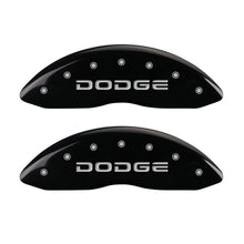 Charger l&#39;image dans la galerie, MGP 4 Caliper Covers Engraved Front &amp; Rear Broken D/Dodge Black finish silver ch
