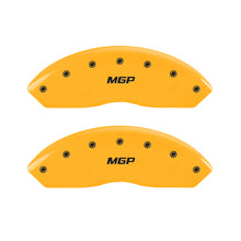 Cargar imagen en el visor de la galería, MGP 4 Caliper Covers Engraved Front &amp; Rear Bowtie Black finish silver ch