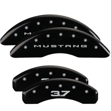 Charger l&#39;image dans la galerie, MGP 4 Caliper Covers Engraved Front 2015/Mustang Engraved Rear 2015/37 Black finish silver ch