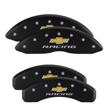 Charger l&#39;image dans la galerie, MGP 4 Caliper Covers Engraved Front &amp; Rear Bowtie Black finish silver ch