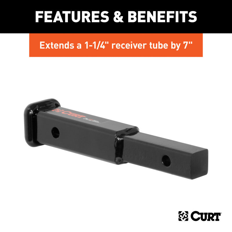 Curt 7in Receiver Tube Extender (1-1/4in Shank Not for Towing Use)