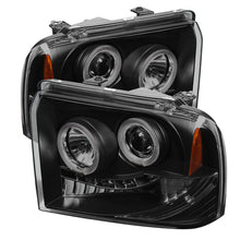 Cargar imagen en el visor de la galería, Spyder Ford F250/350 05-07 Projector Headlights LED Halo LED Blk Smke PRO-YD-FS05-HL-BSM