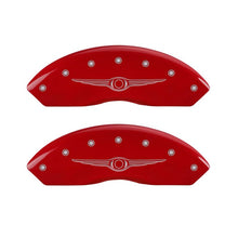 Laden Sie das Bild in den Galerie-Viewer, MGP 4 Caliper Covers Engraved Front &amp; Rear Style 1/Chrysler Wing Red finish silver ch