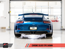 Charger l&#39;image dans la galerie, AWE Tuning Porsche 991 GT3 / RS Center Muffler Delete - Chrome Silver Tips