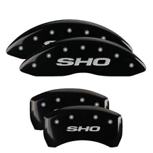 Charger l&#39;image dans la galerie, MGP 4 Caliper Covers Engraved Front &amp; Rear SHO Black finish silver ch