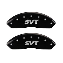 Laden Sie das Bild in den Galerie-Viewer, MGP 4 Caliper Covers Engraved Front &amp; Rear SVT Black finish silver ch