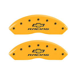 MGP 4 Caliper Covers Engraved F & R Chevy Racing Yellow Finish Black Char 2017 Chevrolet Camaro