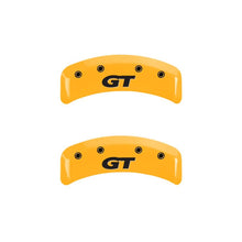 Cargar imagen en el visor de la galería, MGP 4 Caliper Covers Engraved Front Mustang Rear Sn95/Gt Yellow Finish Black Char 2001 Ford Mustang