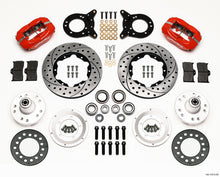 गैलरी व्यूवर में इमेज लोड करें, Wilwood Forged Dynalite Front Kit 11.00in Drill Red 1970-1973 Mustang Disc &amp; Drum Spindle