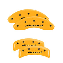 Laden Sie das Bild in den Galerie-Viewer, MGP 4 Caliper Covers Engraved Front &amp; Rear Honda Yellow Finish Black Char 2003 Honda Element