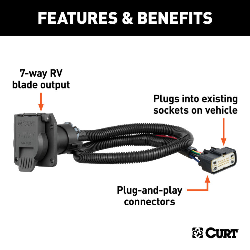 Curt 18-19 Buick Enclave Custom Wiring Harness (7-Way RV Blade Output)