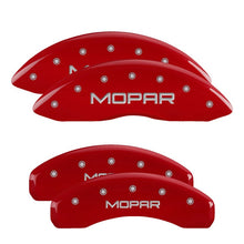 Cargar imagen en el visor de la galería, MGP Front set 2 Caliper Covers Engraved Front MOPAR Red finish silver ch