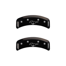 Charger l&#39;image dans la galerie, MGP 4 Caliper Covers Engraved Front Mustang Engraved Rear Pony Black finish silver ch