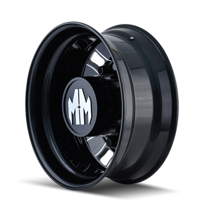 Mayhem 8180 BigRig 22.5x8.25/10x285.75 BP/169mm Offset/220.1mm Hub Rear Black w/ Milled Spokes Wheel