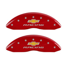 Charger l&#39;image dans la galerie, MGP 4 Caliper Covers Engraved Front &amp; Rear Chevy Racing Red Finish Silver Char 2016 Chevrolet SS