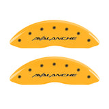 MGP 4 Caliper Covers Engraved Front & Rear Avalanche Yellow finish black ch