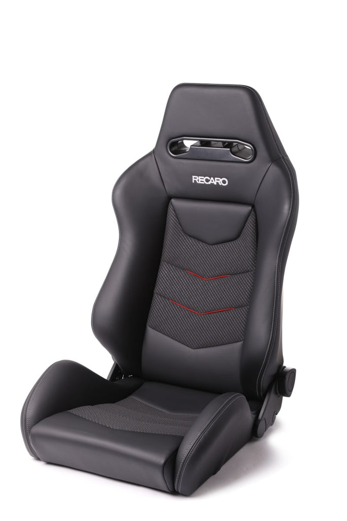 Recaro Speed V Passenger Seat - Black Leather/Red Suede Accent - 2to4wheels