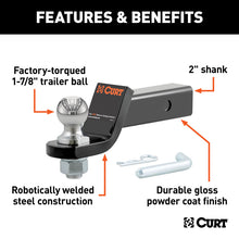 Carica l&#39;immagine nel visualizzatore di Gallery, Curt Loaded Ball Mount w/1-7/8in Ball (2in Shank 3500lbs 2in Drop)