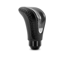 Momo Combat Evo Shift Knob - Black Leather, Carbon Effect Insert, Black Stitching
