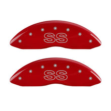 Charger l&#39;image dans la galerie, MGP 4 Caliper Covers Engraved Front &amp; Rear Classic/SS Red finish silver ch
