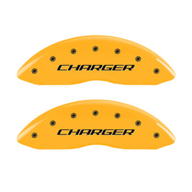 MGP 4 Caliper Covers Engraved Front Charger Rear RT Yellow Finish Black Char 2006 Dodge Charger