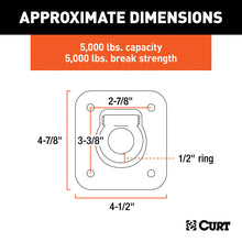 Load image into Gallery viewer, Curt 1-1/2in x 1-1/2in Recessed Tie-Down Ring (5000lbs Clear Zinc)