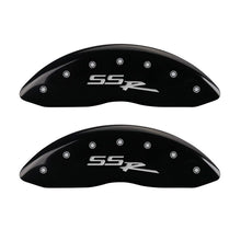 Laden Sie das Bild in den Galerie-Viewer, MGP 4 Caliper Covers Engraved Front &amp; Rear SSR Black finish silver ch
