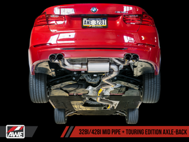 AWE Tuning BMW F3X N20/N26 328i/428i Touring Edition Exhaust Quad Outlet - 80mm Diamond Black Tips