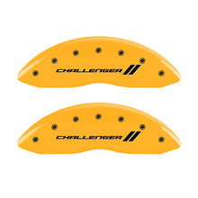 Charger l&#39;image dans la galerie, MGP 4 Caliper Covers Engraved Front &amp; Rear With stripes/Challenger Yellow finish black ch