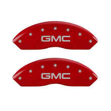 Cargar imagen en el visor de la galería, MGP Front set 2 Caliper Covers Engraved Front GMC Red finish silver ch