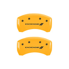 Charger l&#39;image dans la galerie, MGP 4 Caliper Covers Engraved Front &amp; Rear With stripes/Dodge Yellow finish black ch