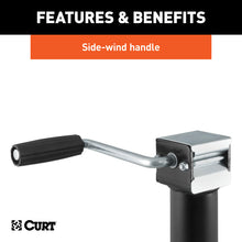 Carica l&#39;immagine nel visualizzatore di Gallery, Curt Pipe-Mount Swivel Jack w/Side Handle (2000lbs 15in Travel)