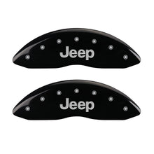 Cargar imagen en el visor de la galería, MGP Front set 2 Caliper Covers Engraved Front JEEP Black finish silver ch