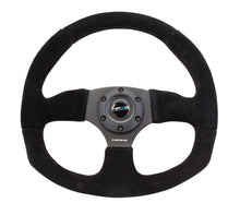 Carica l&#39;immagine nel visualizzatore di Gallery, NRG Reinforced Steering Wheel (320mm Horizontal / 330mm Vertical) Black Suede w/Black Stitching
