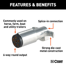 Load image into Gallery viewer, Curt 6-Way Round Connector Plug (Trailer Side Diecast Metal)
