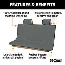 Carica l&#39;immagine nel visualizzatore di Gallery, Curt Seat Defender 58in x 55in Removable Waterproof Gray Bench Seat Cover