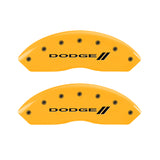 MGP 4 Caliper Covers Engraved Front & Rear With stripes/Dodge Yellow finish black ch