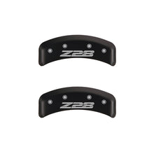 Laden Sie das Bild in den Galerie-Viewer, MGP 4 Caliper Covers Engraved Front Gen 4/Camaro Engraved Rear Gen 4/Z28 Red finish silver ch