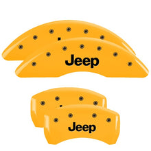 Carica l&#39;immagine nel visualizzatore di Gallery, MGP 4 Caliper Covers Engraved Front &amp; Rear Jeep Yellow Finish Black Char 2006 Jeep Commander