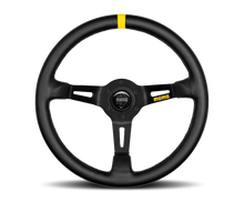 Carica l&#39;immagine nel visualizzatore di Gallery, Momo MOD08 Steering Wheel 350 mm -  Black Leather/Black Spokes/1 Stripe
